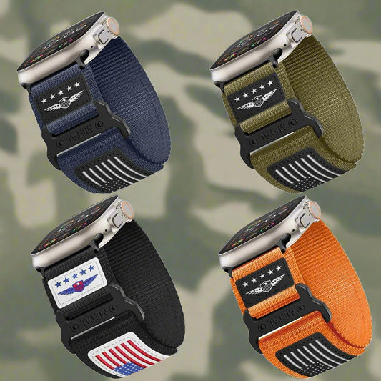 4 Bundle Pack Police Military Fireman Velcro USA FLAG Strap for Apple Watch - Wristwatchstraps.co