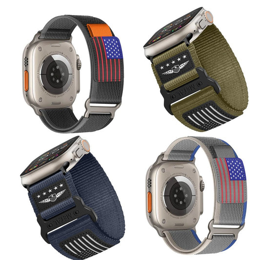 4 Bundle Pack COMBO Police and Military USA FLAG Combo Strap for Apple Watch - Wristwatchstraps.co