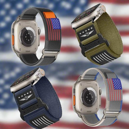 4 Bundle Pack COMBO Police and Military USA FLAG Combo Strap for Apple Watch - Wristwatchstraps.co