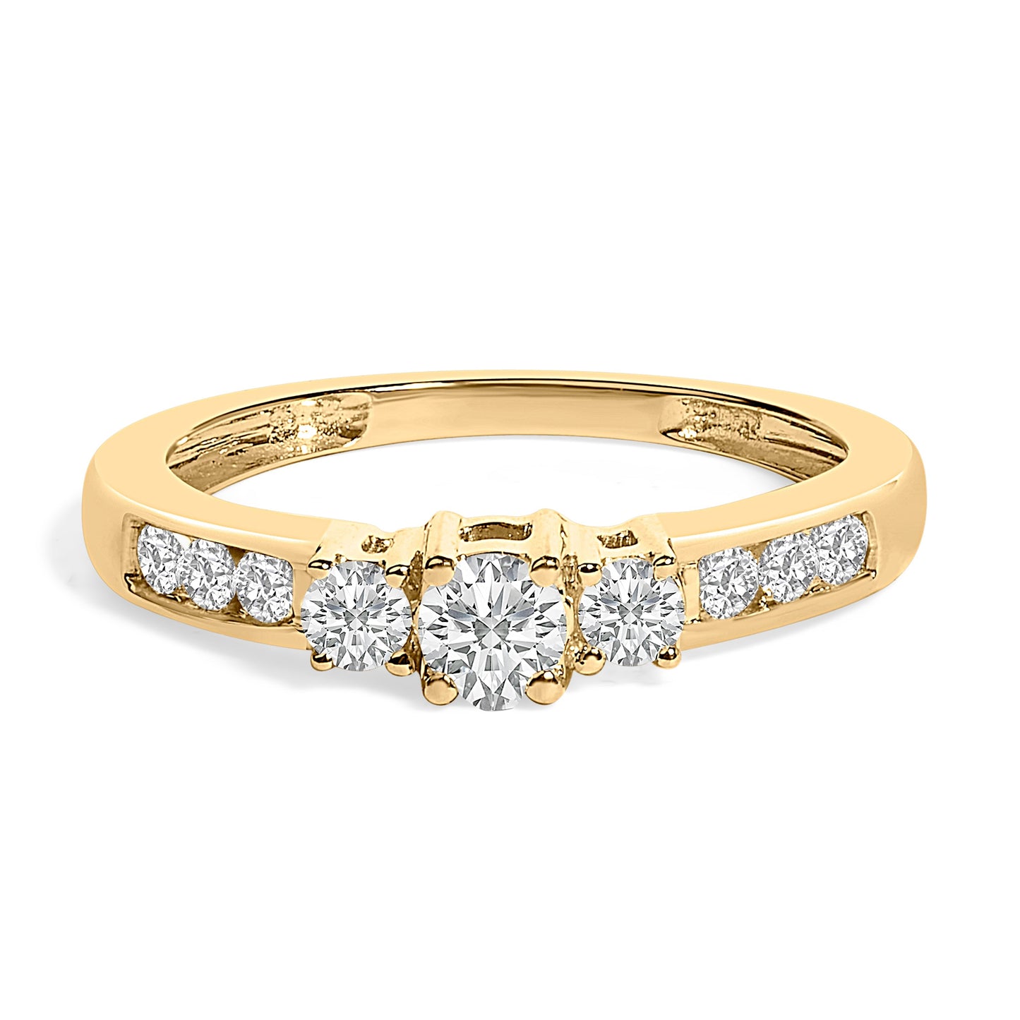 10K White Gold 1/2 Cttw Diamond Three Stone Ring Bids.com