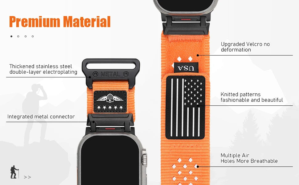USA Flag Nylon Breathable Sport Strap for Apple Watch