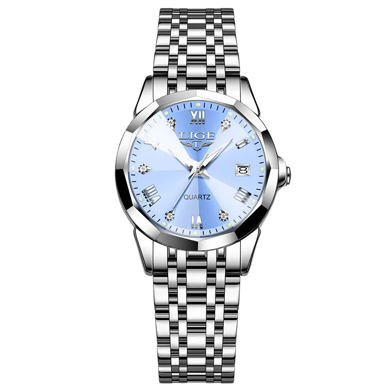 Women's Blue Sunburst Dial Two Tone Stainless Watch BandsCo Straps
