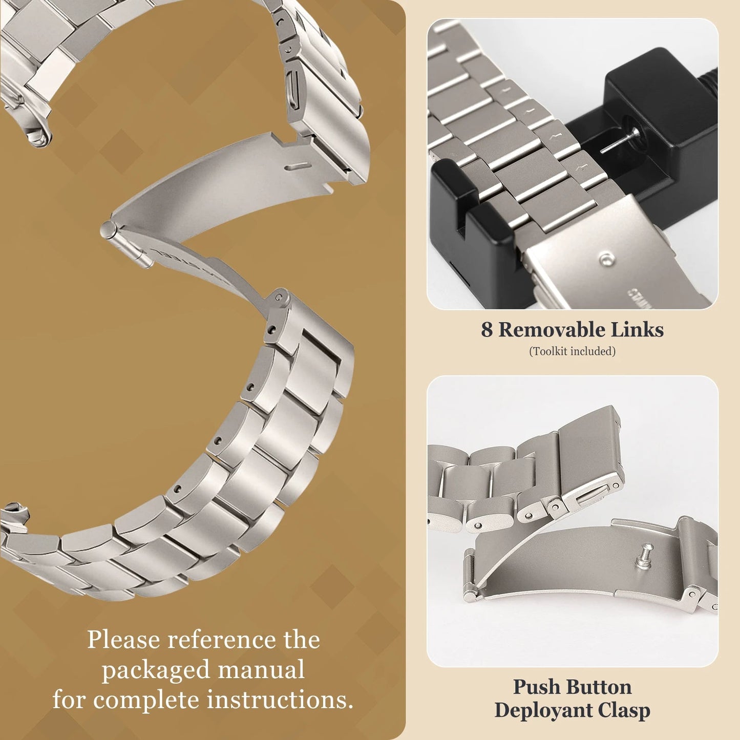 Galaxy Watch 8 Stainless Steel Band – Stylish Metal Bracelet Wristwatchstraps.co