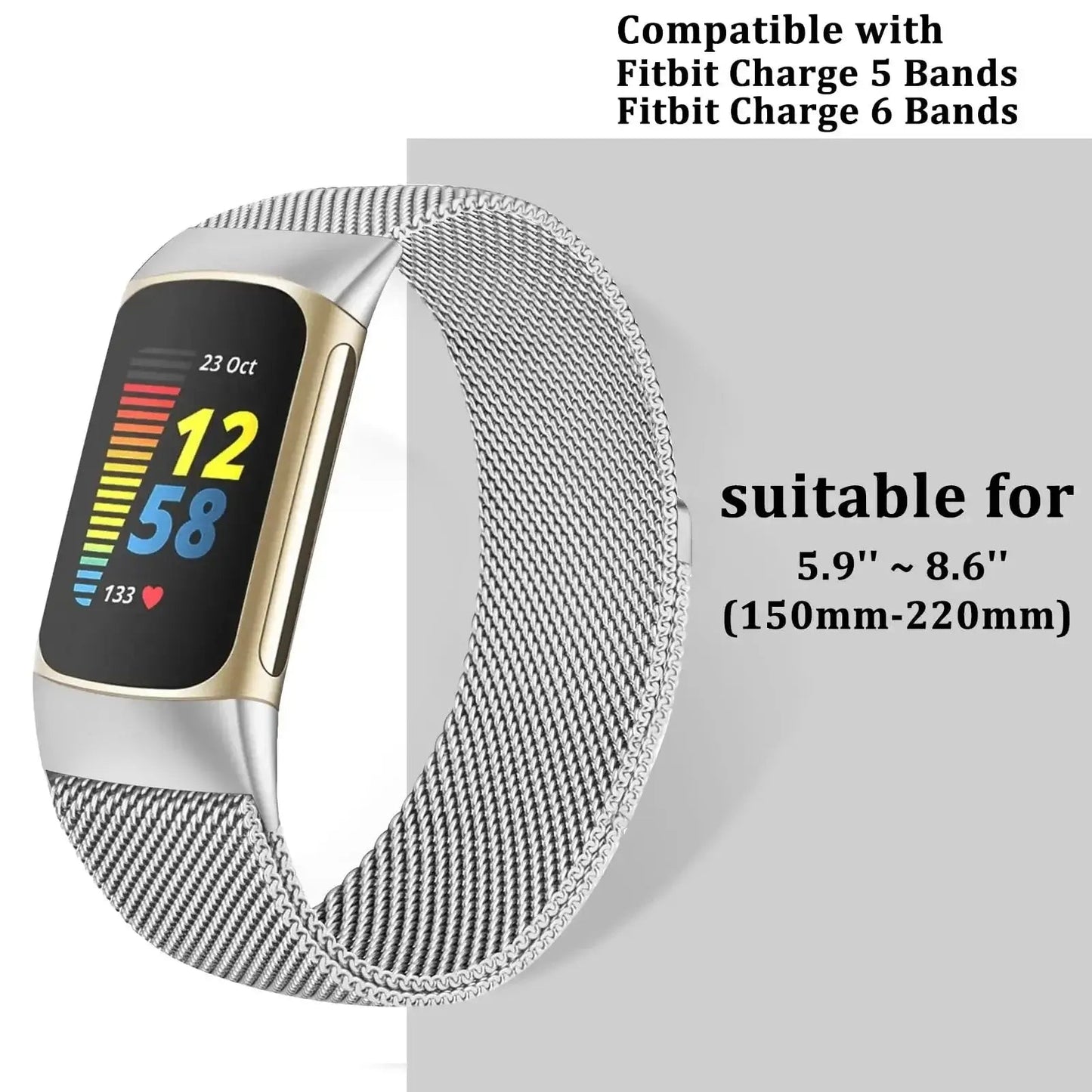 Fitbit Charge 5 6 Stainless Steel Magnetic Band - Stylish Durable BandsCo Straps
