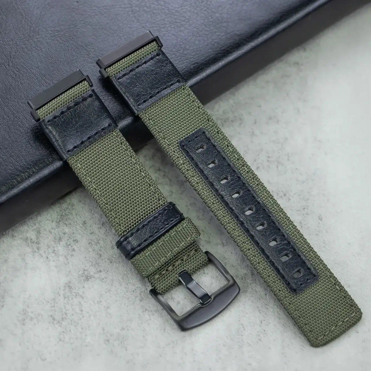 Fitbit Versa & Sense Nylon Leather Band - Versatile Style BandsCo Straps