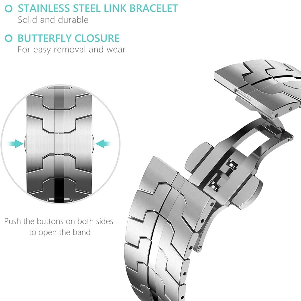 Stainless Steel Link Bracelet Band for Apple Watch - Wristwatchstraps.co