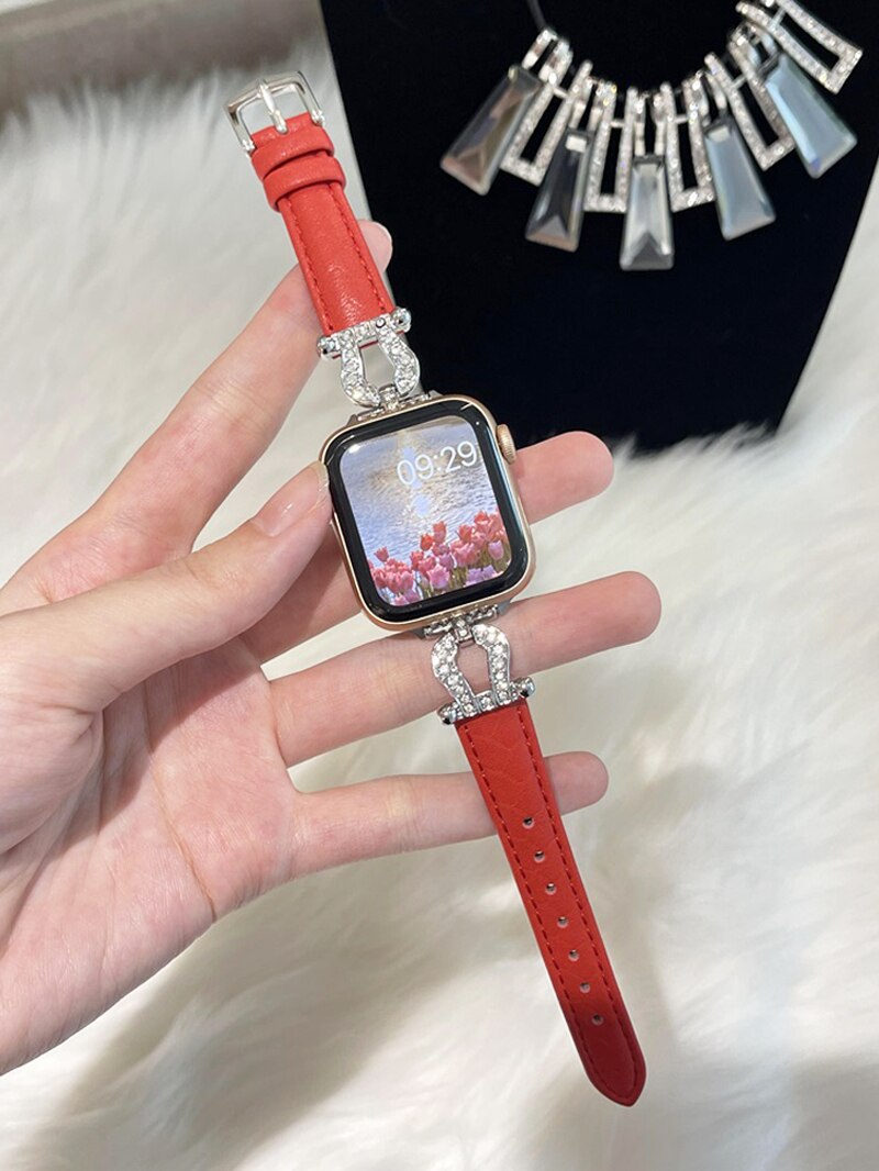 Horseshoe Bling Leather Design for Apple Watch - Wristwatchstraps.co