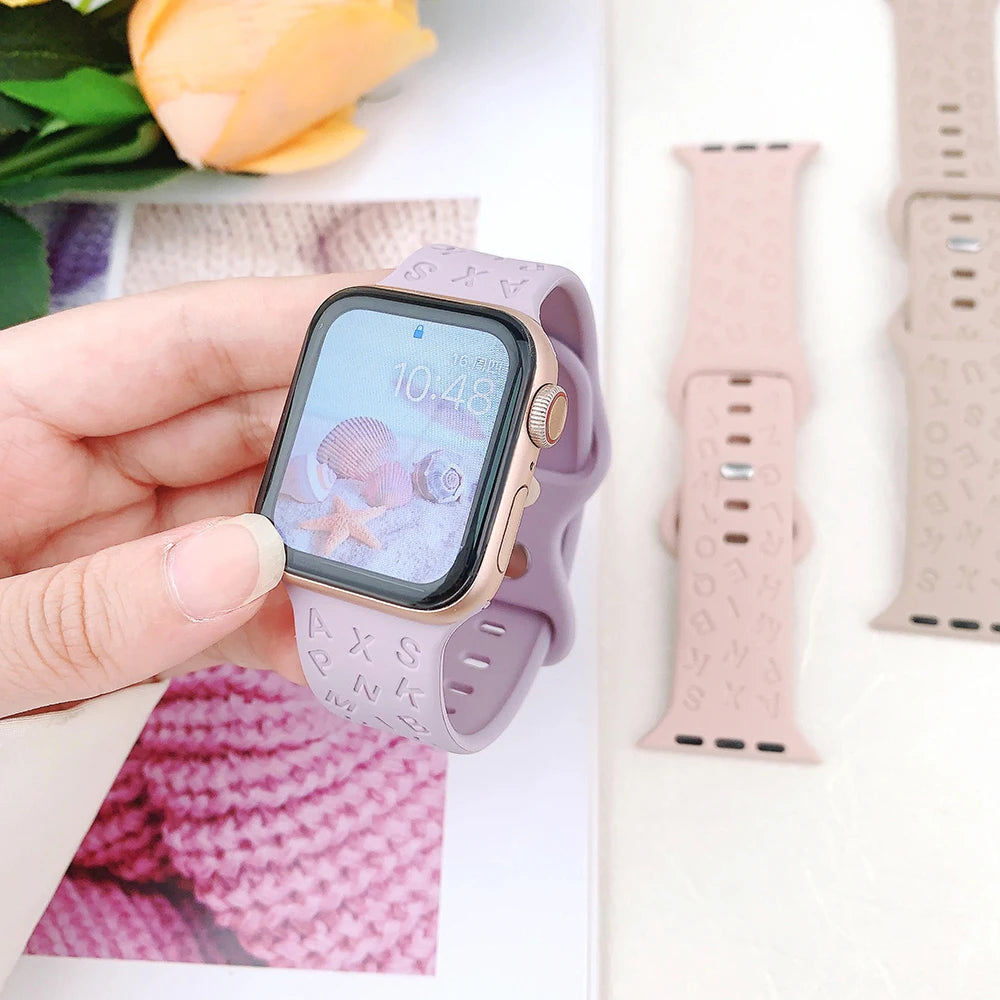 Alphabet Letters Engraved Strap For Apple Watch - Wristwatchstraps.co