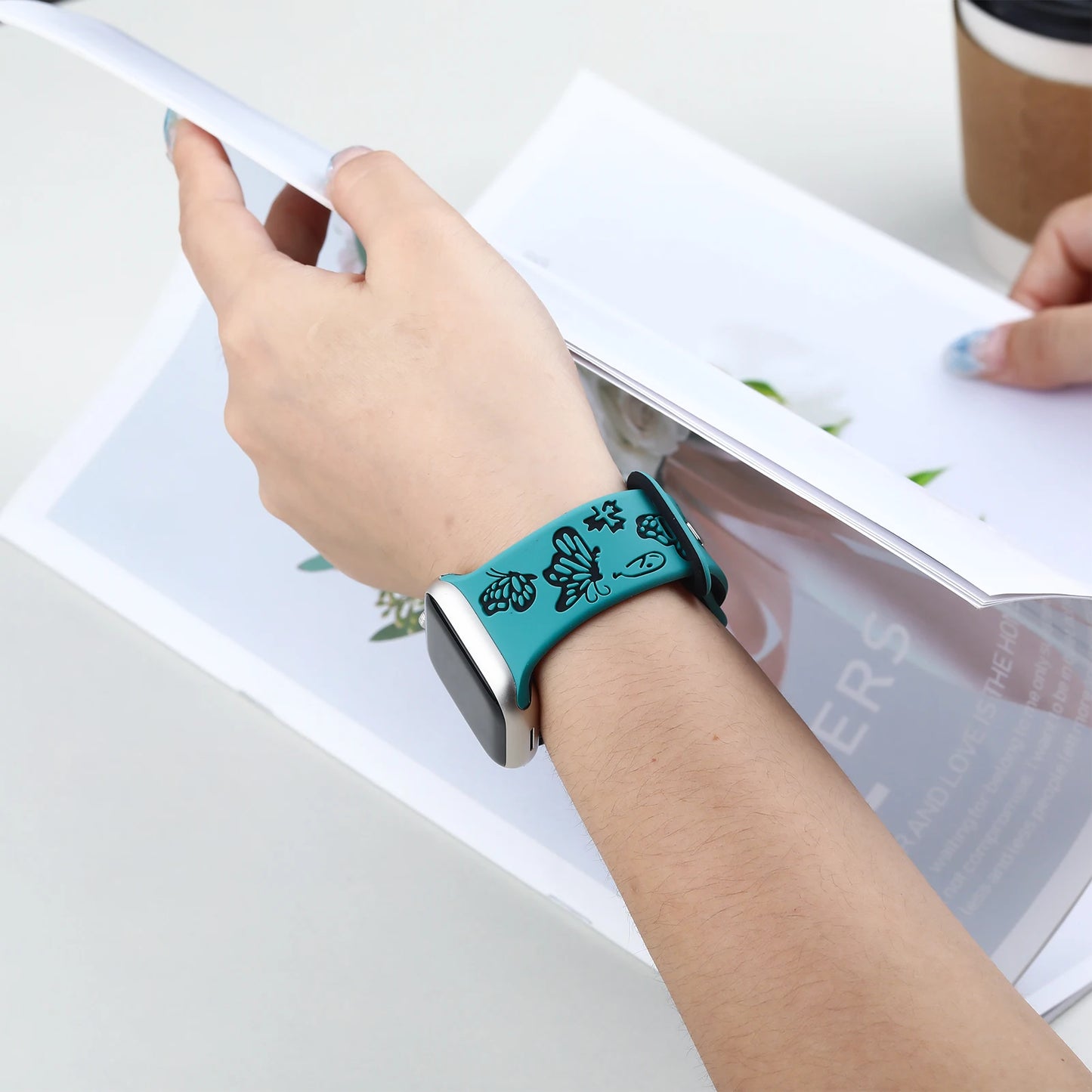 Butterfly Engraved Silicone Strap For Apple Watch - Wristwatchstraps.co
