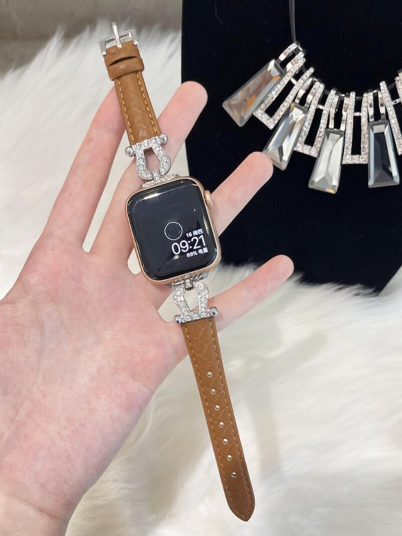 Horseshoe Bling Leather Design for Apple Watch - Wristwatchstraps.co