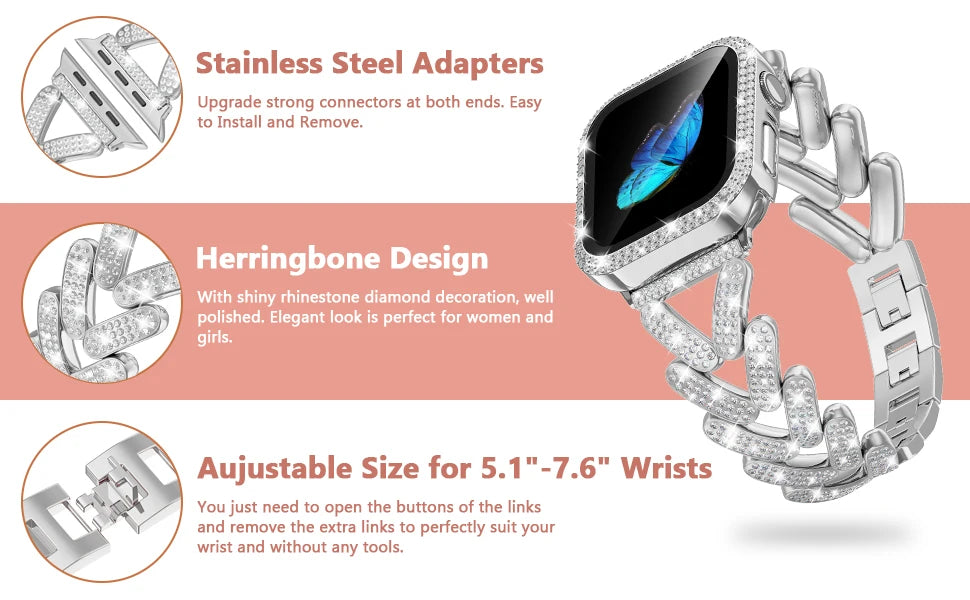 Bling V Band for Apple Watch Strap - Wristwatchstraps.co