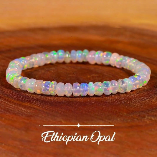 Natural Ethiopian Opal Beaded Bracelet, Emotional Balance & Healing Jewelry Wristwatchstraps.co