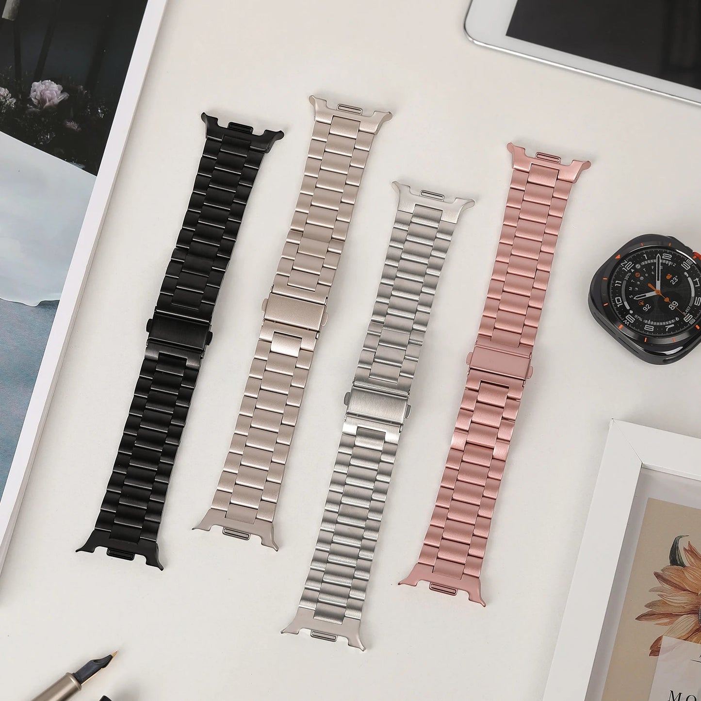 Galaxy Watch 8 Stainless Steel Band – Stylish Metal Bracelet Wristwatchstraps.co