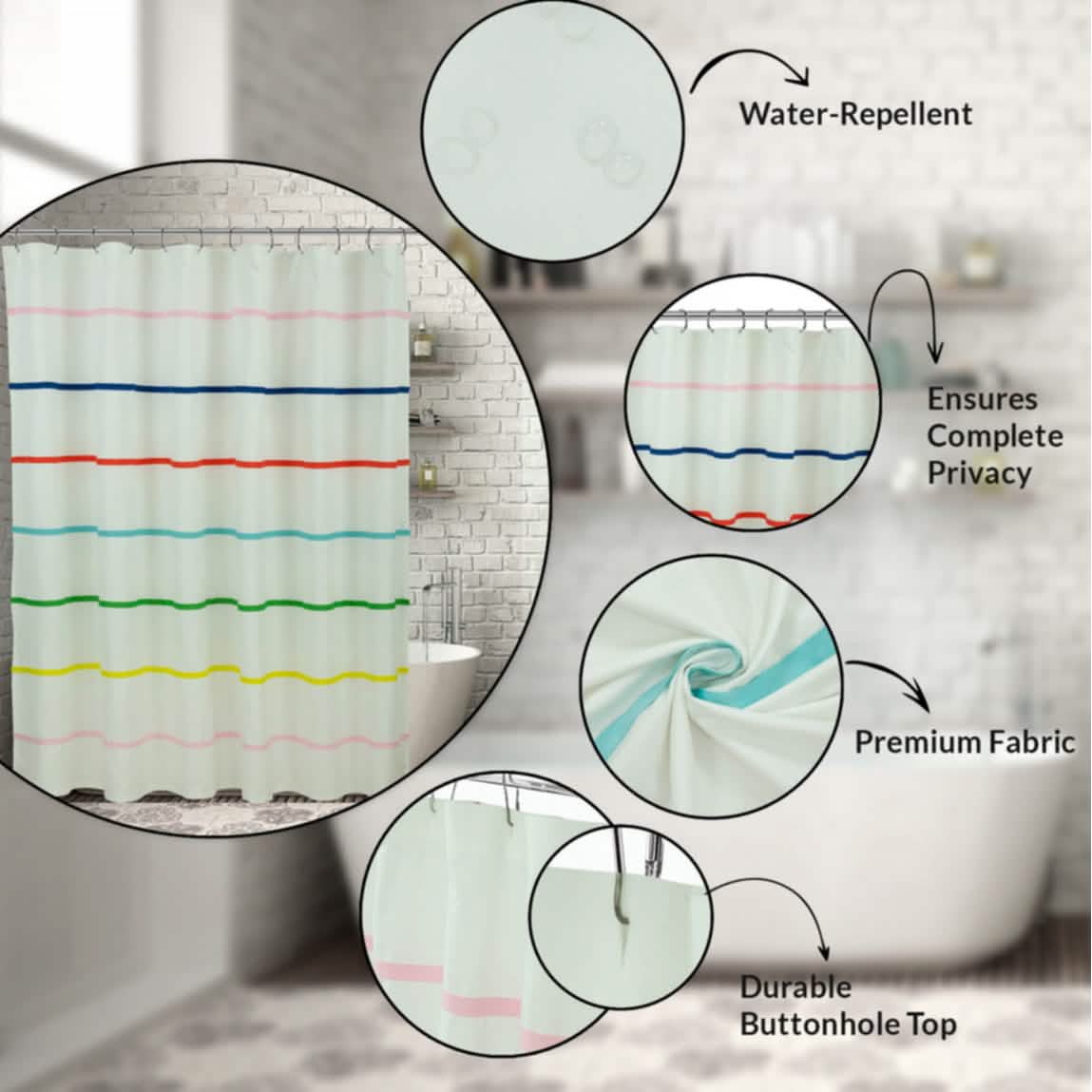 Royale Linens Double Brushed Microfber 1800 Thread Printed Shower Curtain DailySale