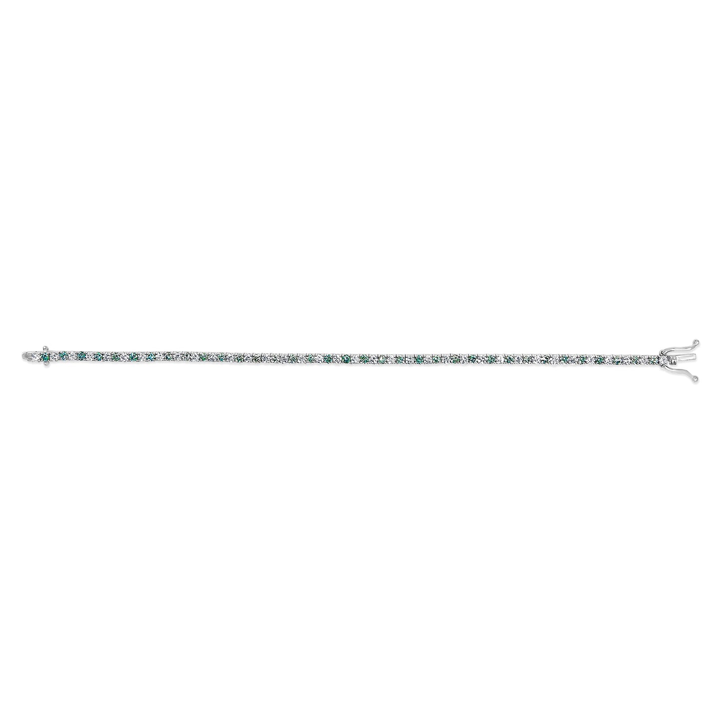 14K White Gold 4.0 Cttw Alternating White and Blue Lab Grown Diamond Tennis Bracelet - 7" inches Bids.com