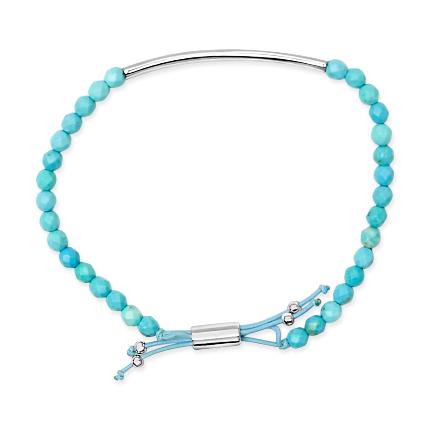 Sterling Silver Turquoise Beads Station Bracelet with Bolo Clasp Bids.com
