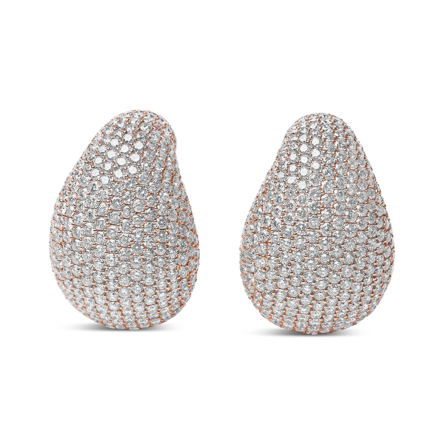 18K Rose Gold 13 1/5 Cttw Micro-Pave Diamond Sculptural Design Statement Omega Back Earrings (G-H Color, SI1-SI2 Clarity) Bids.com