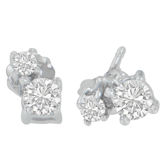 14K White Gold 1/2 cttw Round Cut Diamond Earrings (H-I, SI2-I1) Bids.com