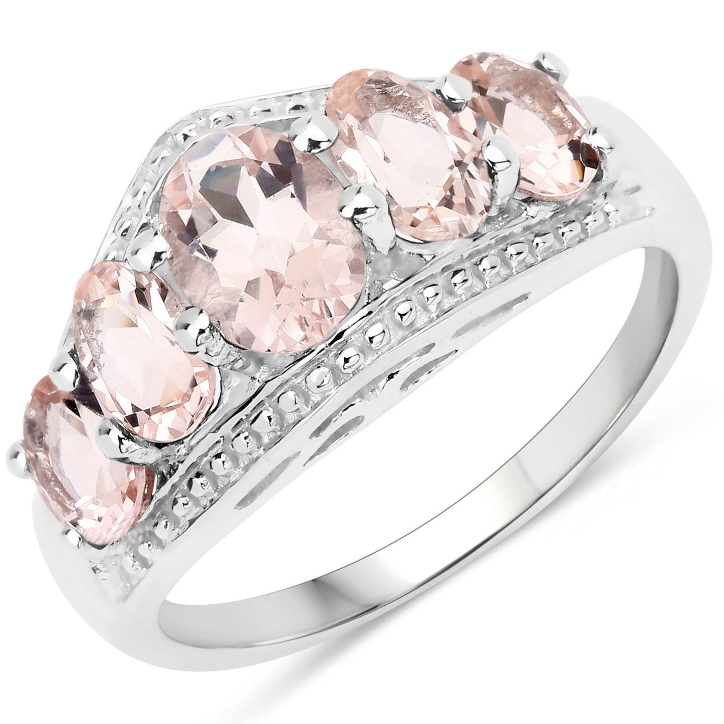 1.96 Carat Genuine Morganite .925 Sterling Silver Ring Bids.com