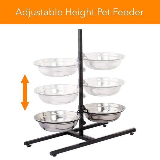 Adjustable Metal Pet Dog Feeder Bowls Elevated Stainless Steel Double Bowl Dish DailySale