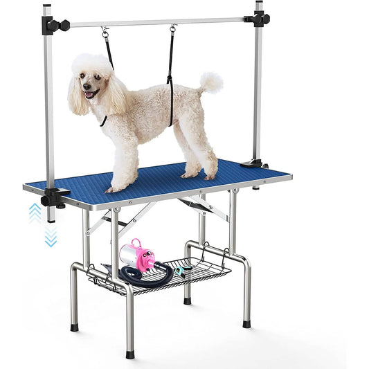 Adjustable Pet Large Foldable Dog Grooming Table with Arms DailySale