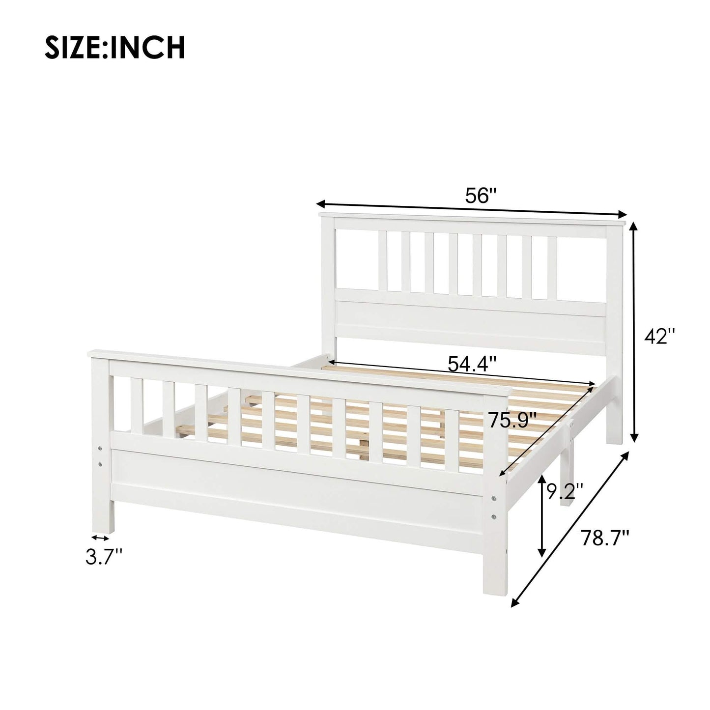 Anysun Full Size Bed Frame Solid Wood Platform Bed with Headboard for Kid's DailySale