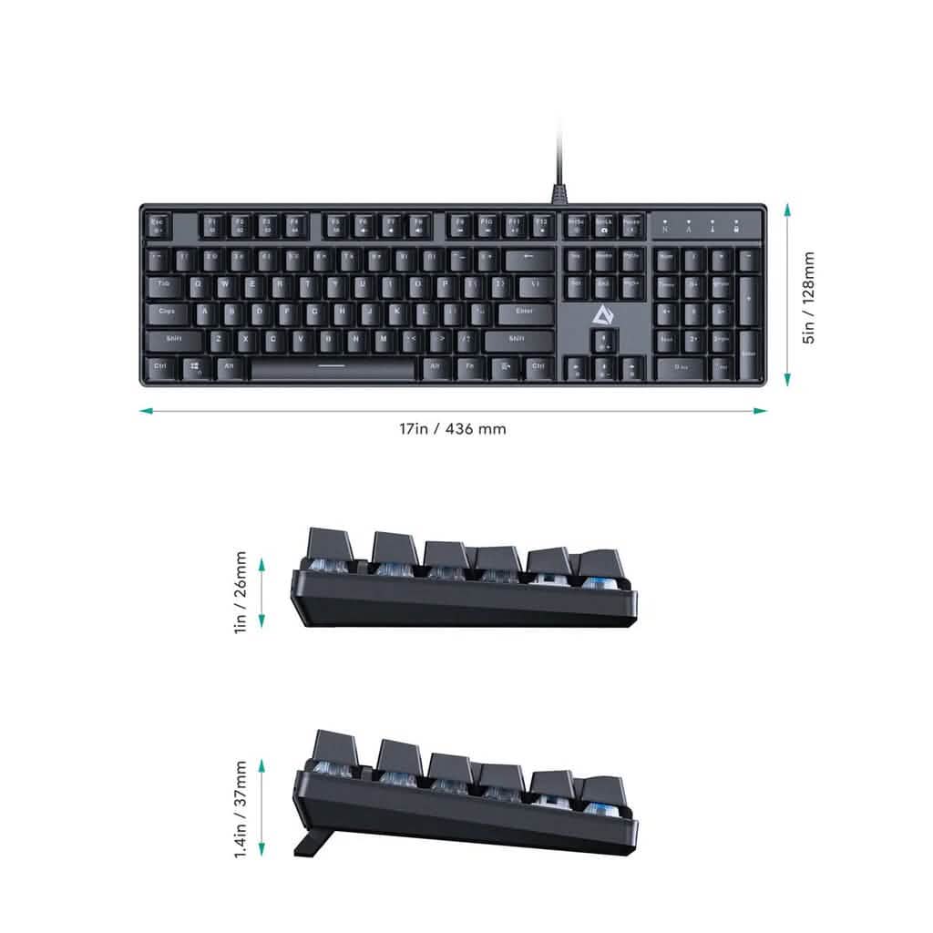 AUKEY KMG16 Mechanical Keyboard Blue Switches 104key DailySale