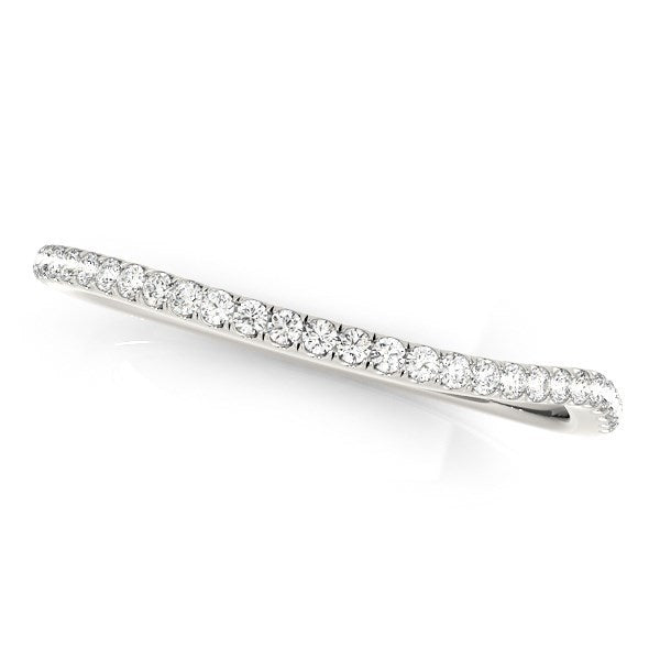14k White Gold Slim Curved Diamond Wedding Ring (1/10 cttw) Bids.com