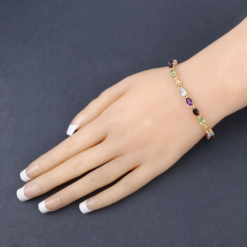 8.96 Carat Genuine Multi Stones .925 Sterling Silver Bracelet Bids.com