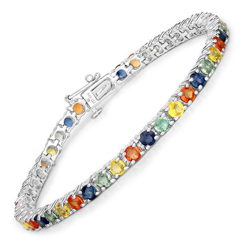 8.36 Carat Genuine Multi Sapphire .925 Sterling Silver Bracelet Bids.com