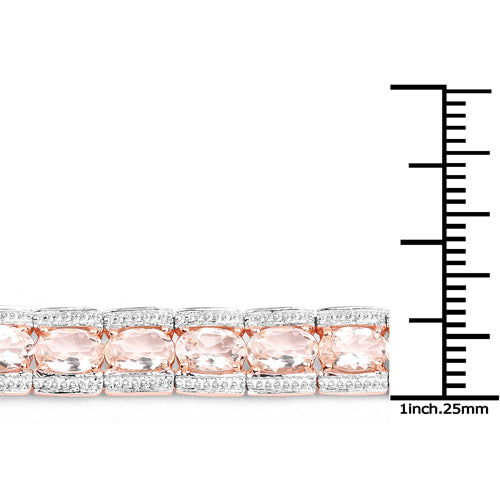 18K Rose Gold Plated 11.60 Carat Genuine Morganite .925 Sterling Silver Bracelet Bids.com