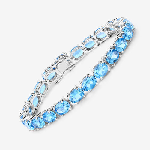 35.20 Carat Genuine Swiss Blue Topaz .925 Sterling Silver Bracelet Bids.com
