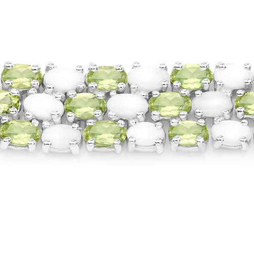 19.73 Carat Genuine Opal and Peridot .925 Sterling Silver Bracelet Bids.com