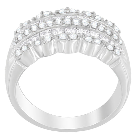 14K White Gold 1 1/7ct. TDW Round and Princess-Cut Diamond Ring(H-I, SI2-I1) Bids.com