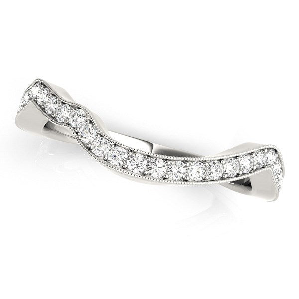 14k White Gold Milgrained Curve Style Diamond Wedding Band (1/5 cttw) Bids.com