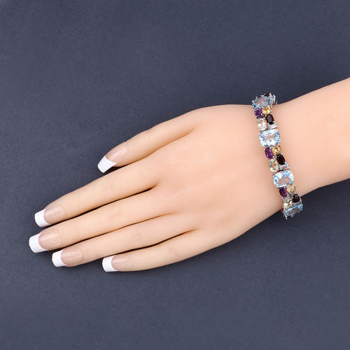 51.36 Carat Genuine Multi Stones .925 Sterling Silver Bracelet Bids.com