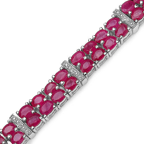 16.77 Carat Genuine Glass Filled Ruby & White Topaz .925 Sterling Silver Bracelet Bids.com