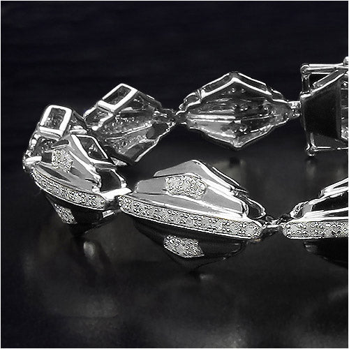 14K Yellow Gold Plated 1.07 Carat Genuine White Diamond Sterling Silver Bracelet Bids.com