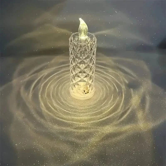 Battery-Powered LED Candle Lamp With Rose Pattern Refraction Halo Projection DailySale