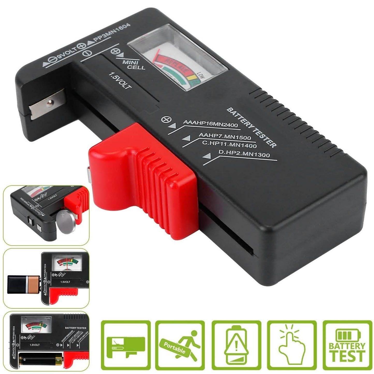 Battery Tester Checker Universal For AA AAA C D 9V 1.5V Button Cell Battery DailySale