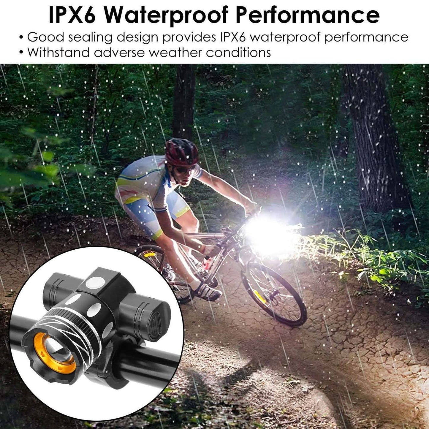 Bike Headlight USB Rechargeable with Bracket DailySale