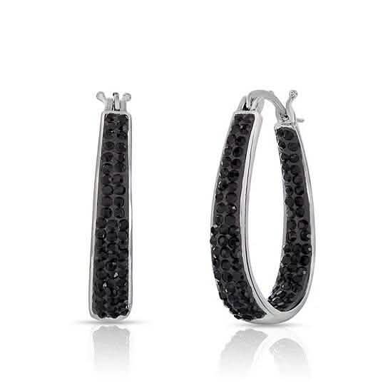 Black and White Austrian Crystal Hoop Earrings DailySale