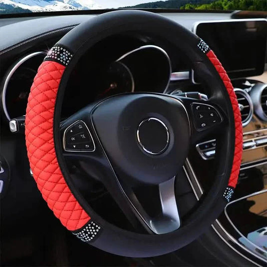 Bling Soft Leather Car Steering Wheel Cover Non-Slip Heat And Cold Protector DailySale
