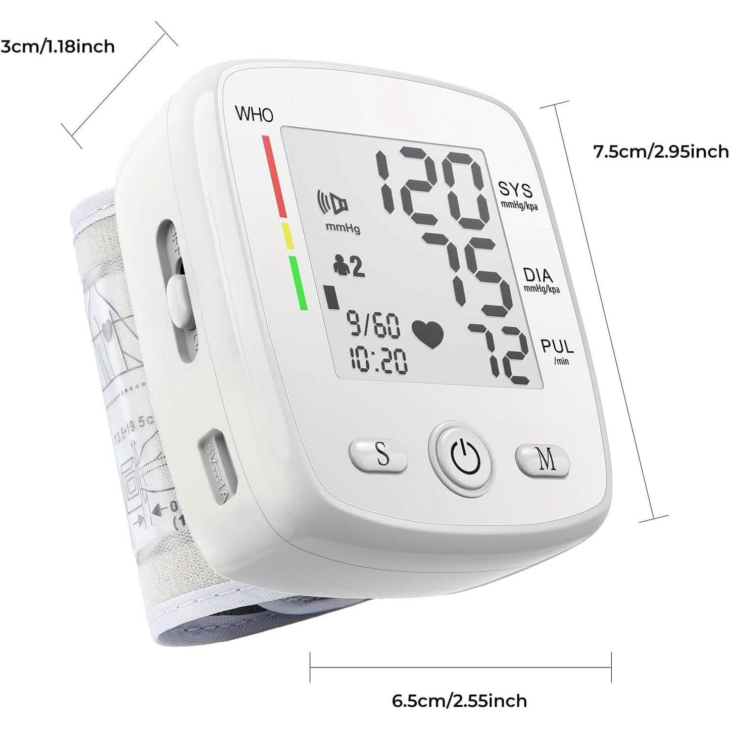 Blood Pressure Monitor Digital Wrist BP Machine Automatic BP Cuff with 2 Users 180 Memory Voice Large LCD Display DailySale