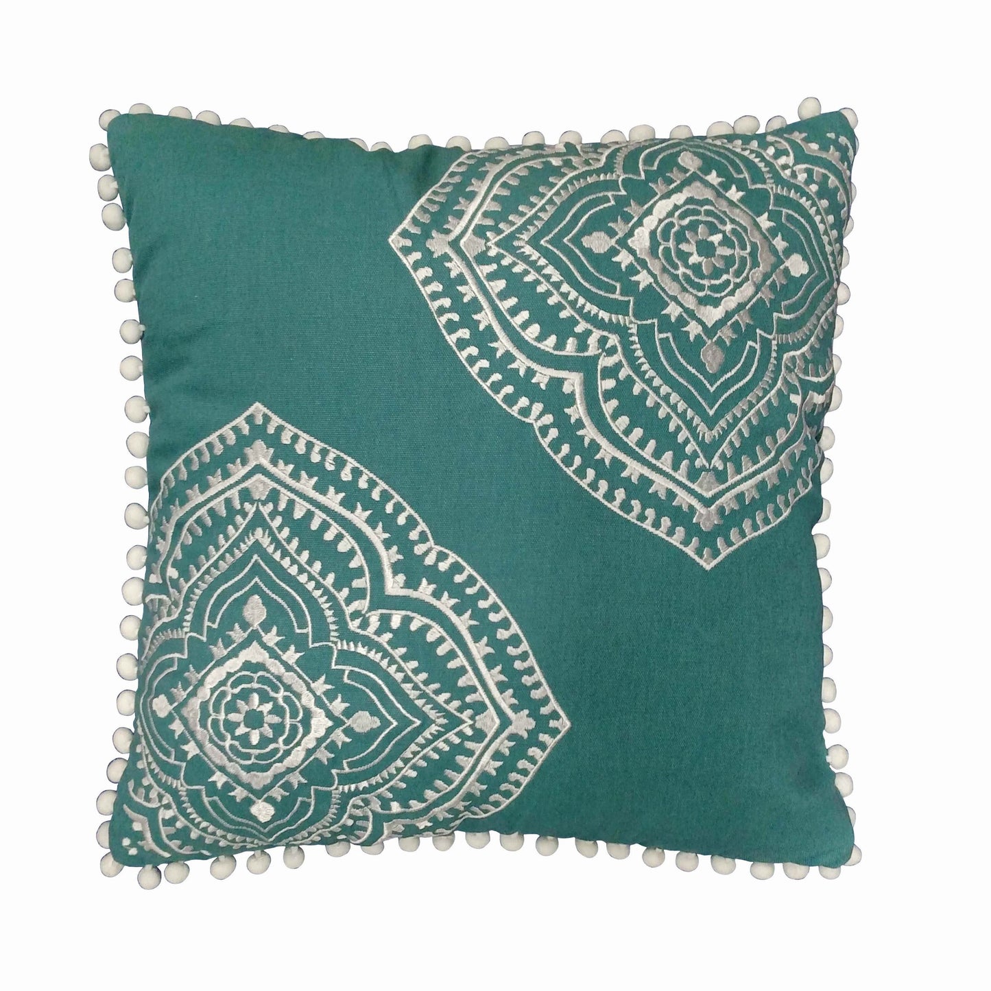 Brooklyn Flat Valencia Embroidered Pom Pom Decorative Pillow DailySale
