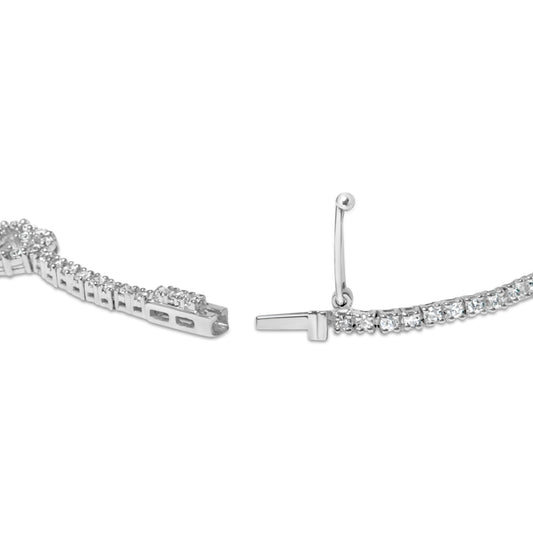 14K White Gold 1 1/2 Cttw Diamond Heart Station Strand Bracelet (H-I Color, I1-I2 Clarity) - 7.5 Inches Bids.com