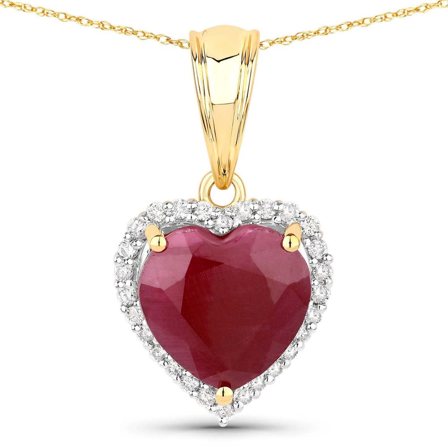 4.47 Carat Genuine Ruby and White Diamond 14K Yellow Gold Pendant Bids.com