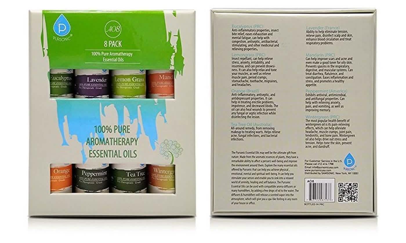 8-Pack: Pursonic 100% Pure Aromatherapy Essential Oils Set DailySale