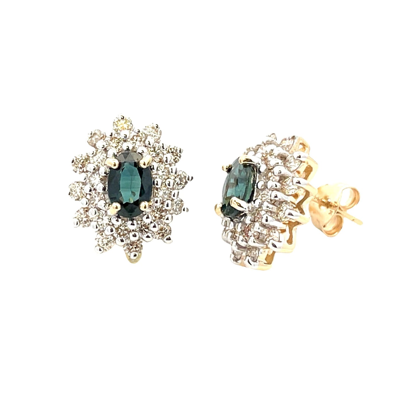 2.30ct Sapphire Diamond Earrings 14KT Yellow Gold Bids.com