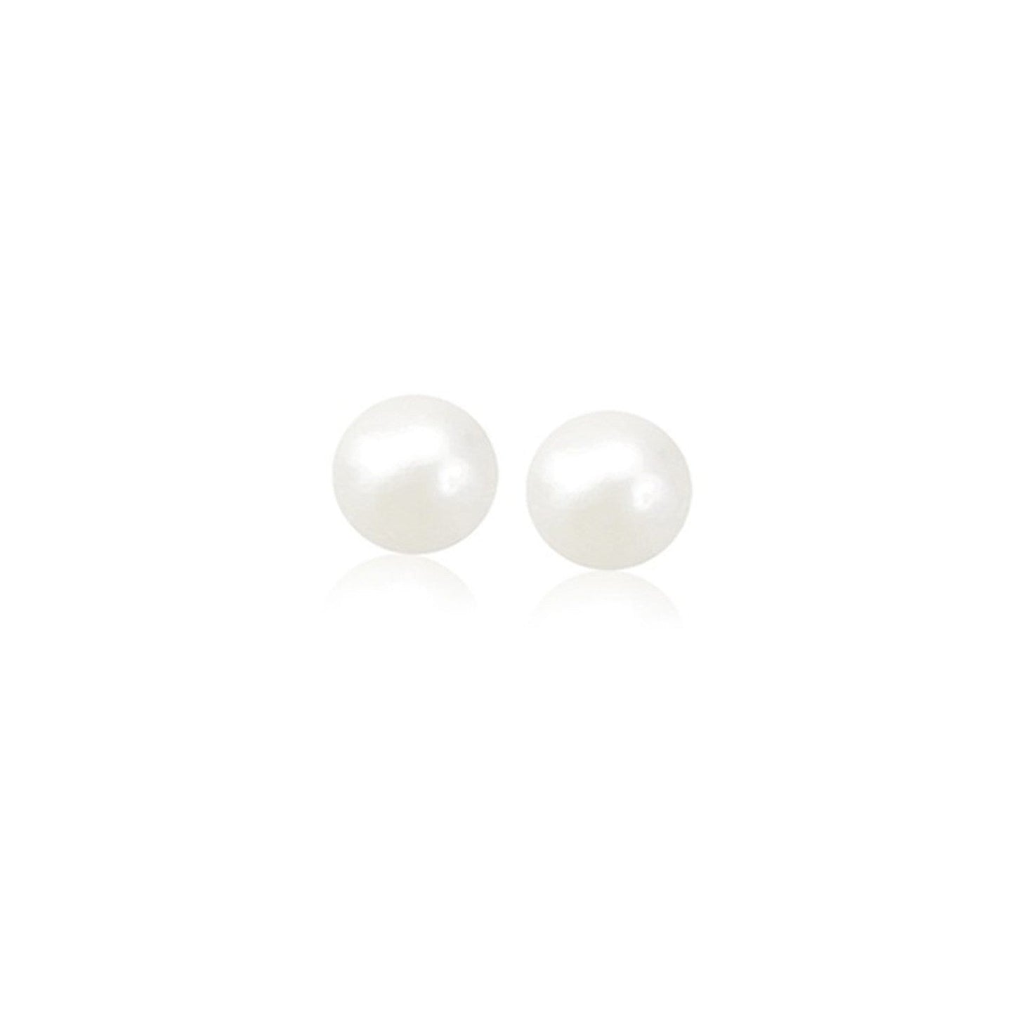 14k Yellow Gold Freshwater Cultured White Pearl Stud Earrings (5.0 mm) Bids.com